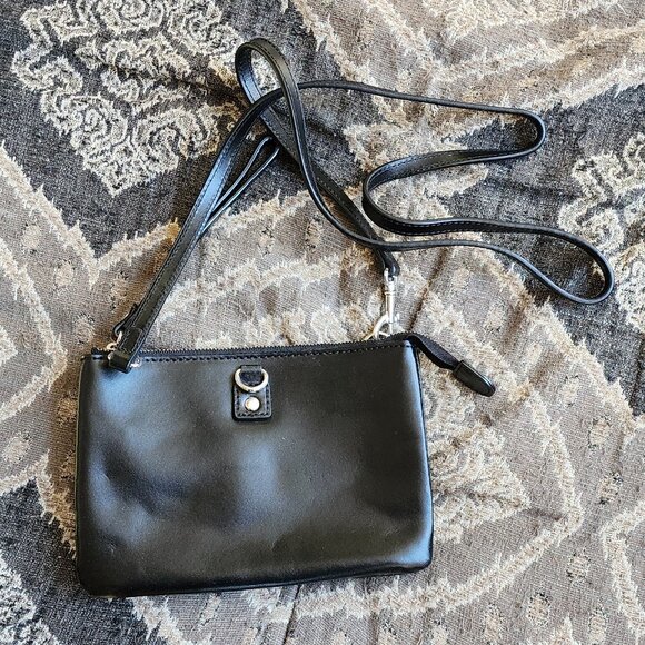 GAP Black Leather Crossbody Mini Shoulder Bag - Picture 1 of 15